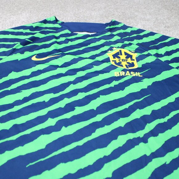 Nike Brazil CBF Jersey Mens Large Green/Blue Dri-FIT Pre-Match Soccer Football - Picture 4 of 16